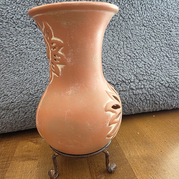 Vintage Party Lite Terracotta Sun Face Chiminea Tealight Holder with Metal Stand - Picture 2 of 10